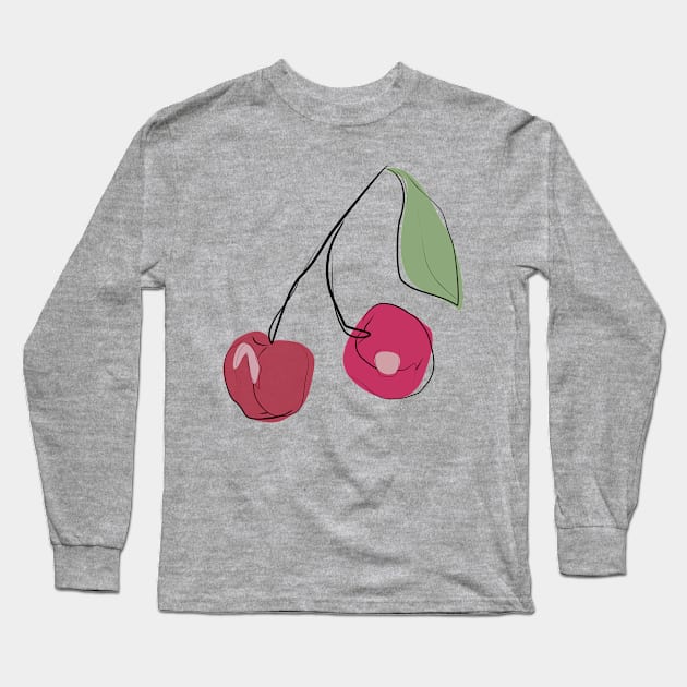 drawing ripe cherry Long Sleeve T-Shirt by Veronika-Sh